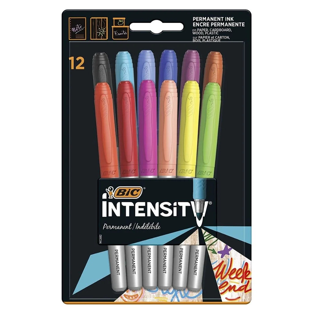 BIC Marking Permanent Markers - 12 Assorted Colours, Low-Odour, Quick-Drying - SuperSaverAU - view 1