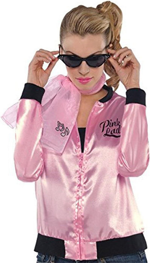 3x Grease Pink Ladies Party Costume Jacket Sandy Rizzo 50s Satin Shirt Halloween - Officially Licensed - SuperSaverAU - view 1