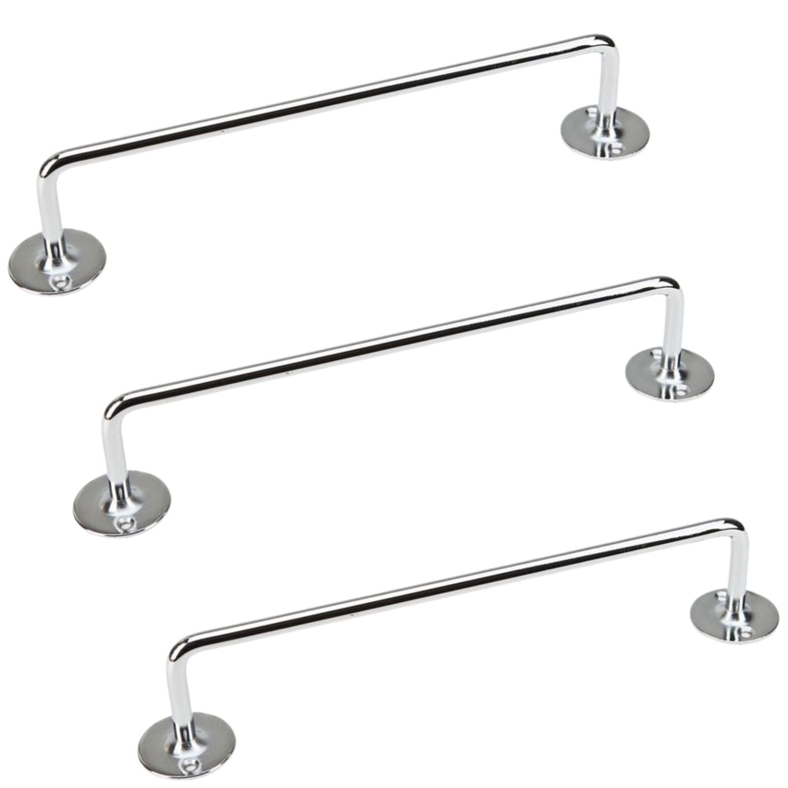 Premium Chrome Tea Towel Rails 460mm Stainless Steel - 3 Pack