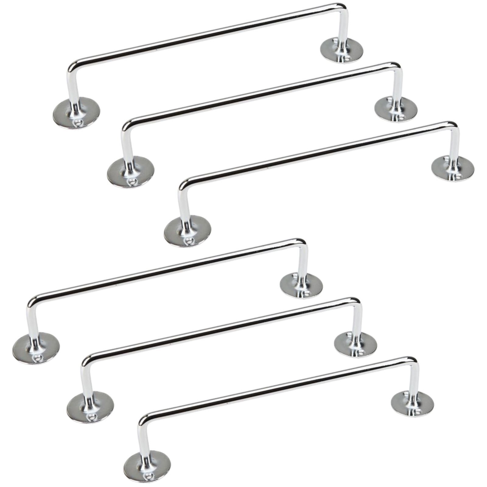 Premium Chrome Stainless Steel Towel Rail Holder Rack - 610mm, 6 Pack