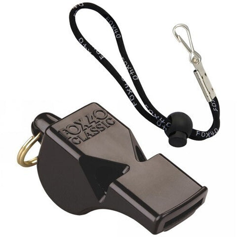 Fox 40 Classic Pealess Whistle with 3-Chamber Design - Black