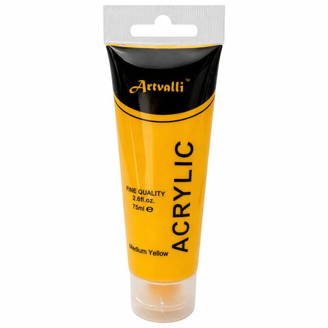 Premium Water Based Acrylic Paint 75ml Tube - Medium Yellow
