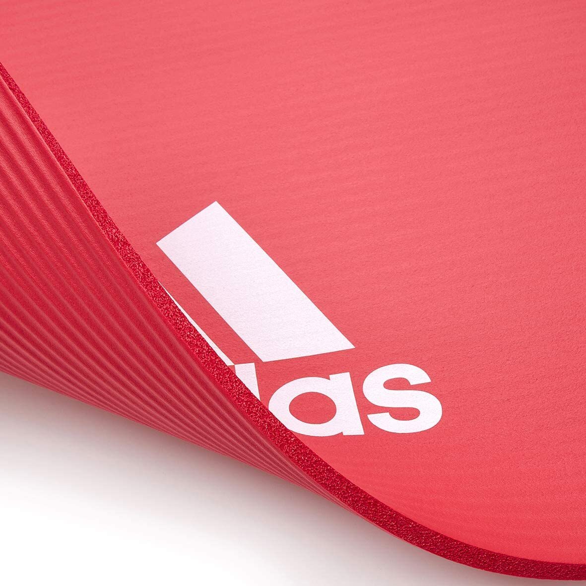 Adidas Fitness Mat with Ridged Non-Slip Base - Red, 7mm