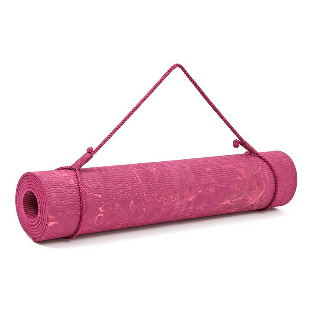 Adidas Premium Camo TPE Yoga Mat with Carry String - Power Berry, 5mm