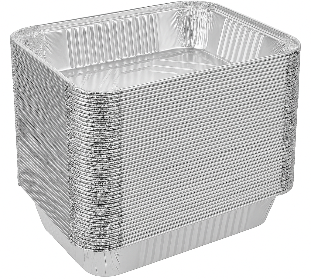 120x Aluminium Disposable Foil Trays 22x15.5x5cm - Oven & Freezer Safe, No Mess - SuperSaverAU - view 1