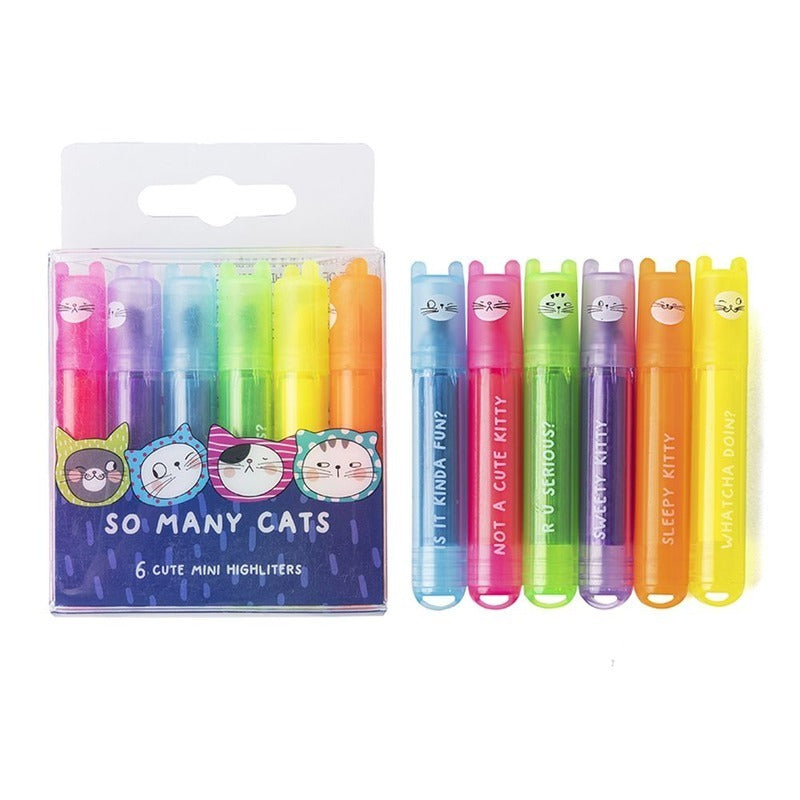 Premium So Many Cats Scented Mini Highlighters - 6 Pack