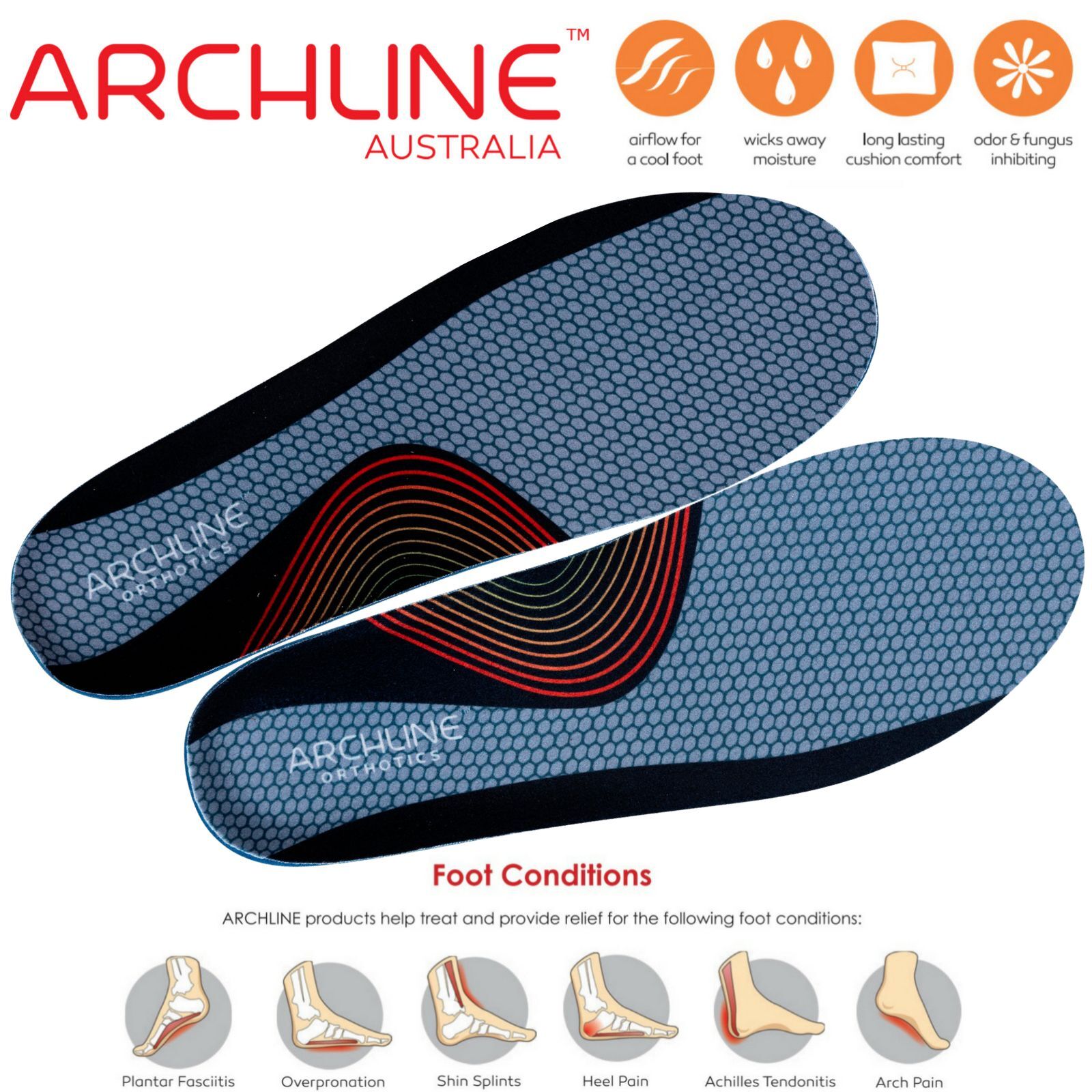 ARCHLINE Orthotics Insoles EUR 39 - Full Length Arch Support, Pain Relief, Easy-to-Wear - SuperSaverAU - view 2
