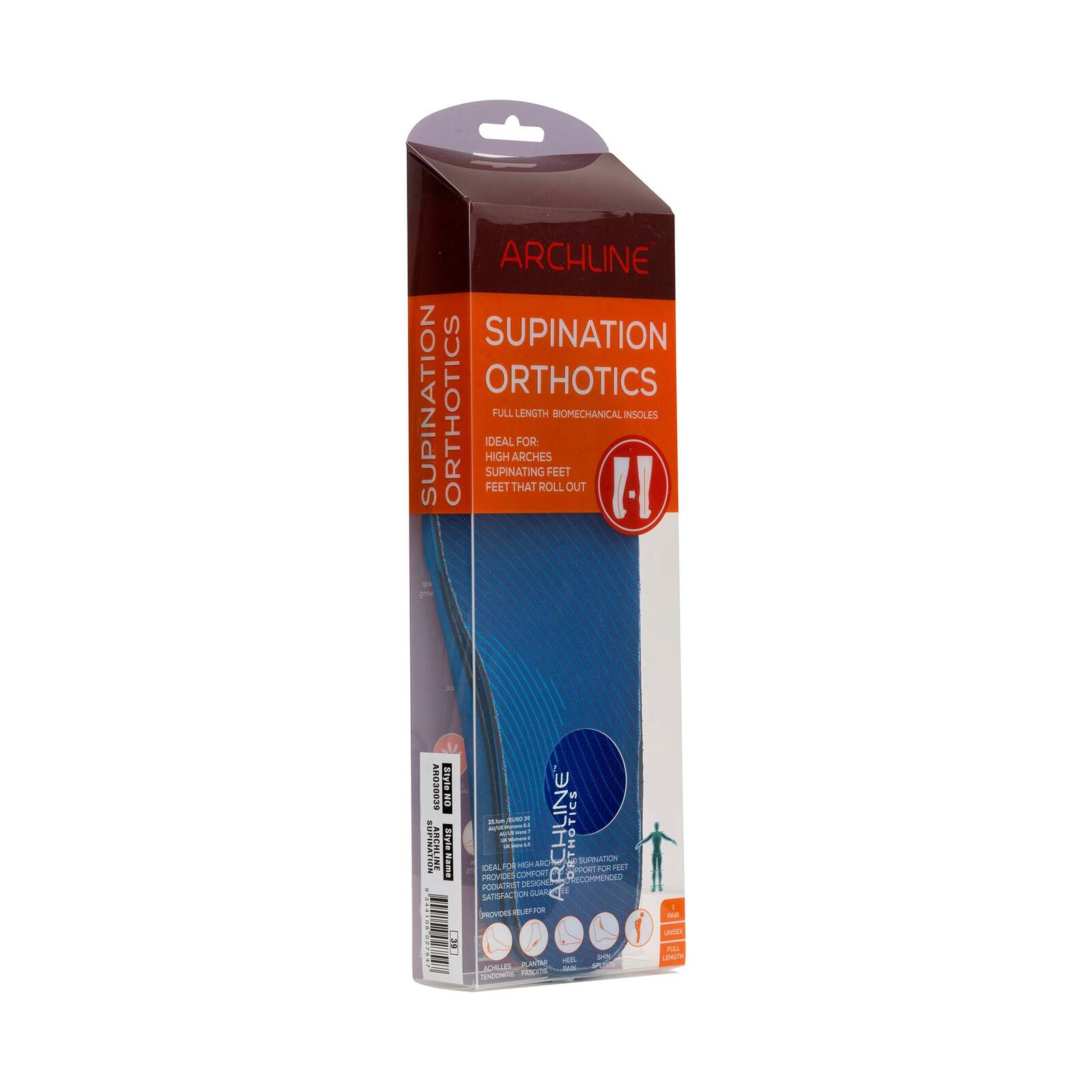 Archline Supination Orthotic Insoles - Full Length (Unisex) Plantar Fasciitis High Arch - Euro 43 - SuperSaverAU - view 4