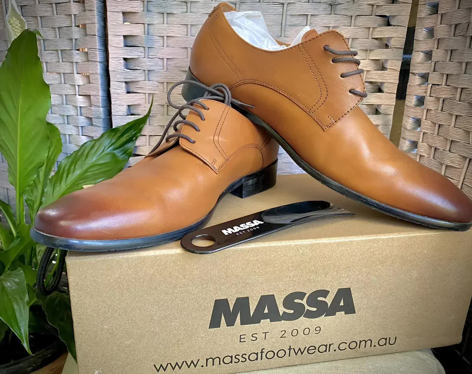 Massa Ascoli Leather Derby Dress Shoes - Tan - UK 10