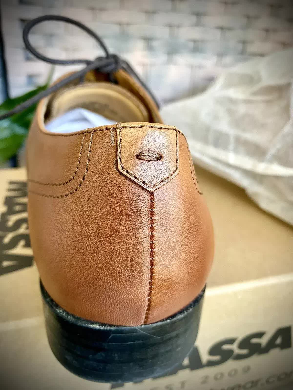 Massa Ascoli Leather Derby Dress Shoes - Tan - UK 11