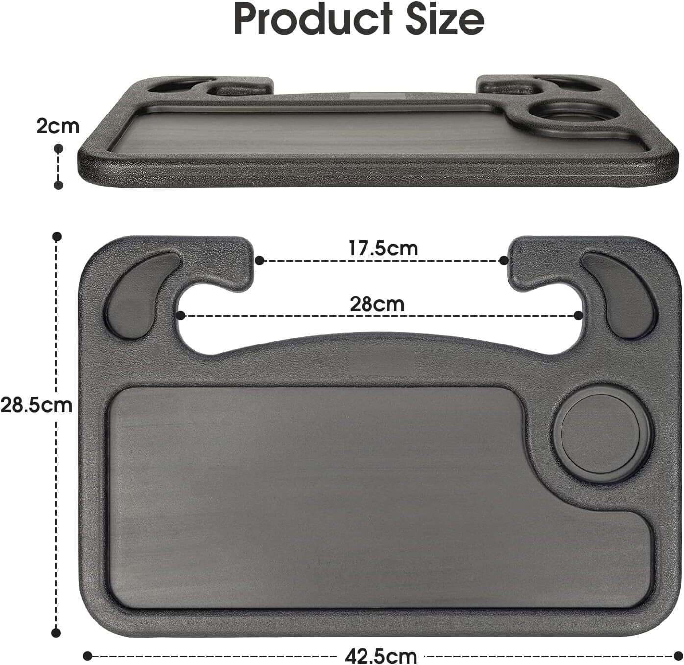 Premium Multi Function Reversible Car Table Tray with Laptop and Drink Holder