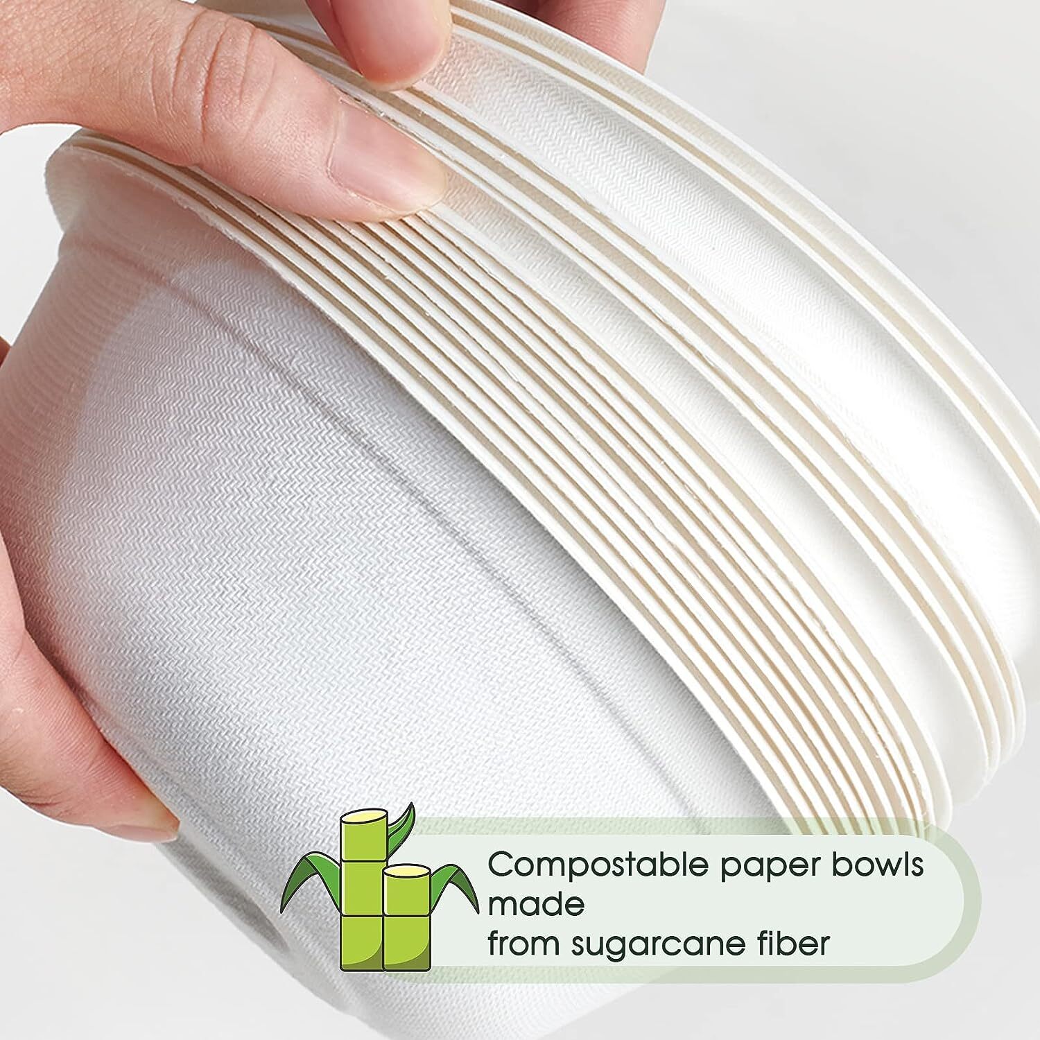 Premium Sugarcane Bagasse Round Bowls – 18cm 450ml, 600 Pack