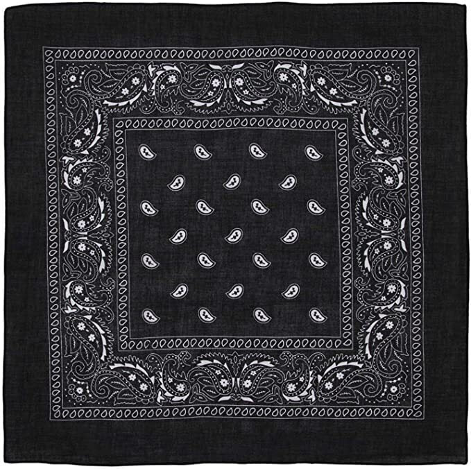 BANDANA Paisley 100% COTTON Head Wrap Durag Bandanna Summer Biker Scarf Mask - Black - SuperSaverAU - view 2