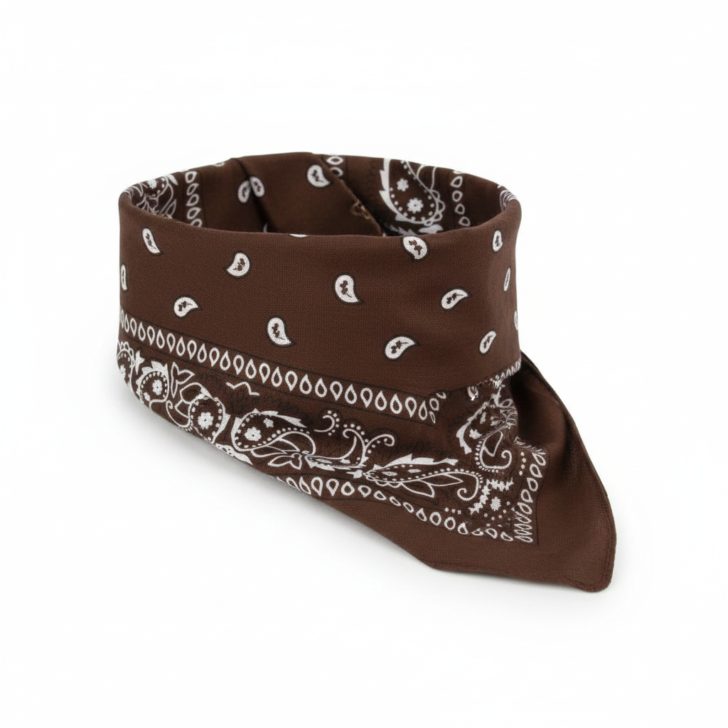 Premium Paisley Cotton Bandana - Brown, 54 x 54cm