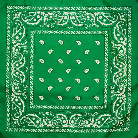 Premium Paisley Cotton Bandana - Dark Green, 54 x 54cm