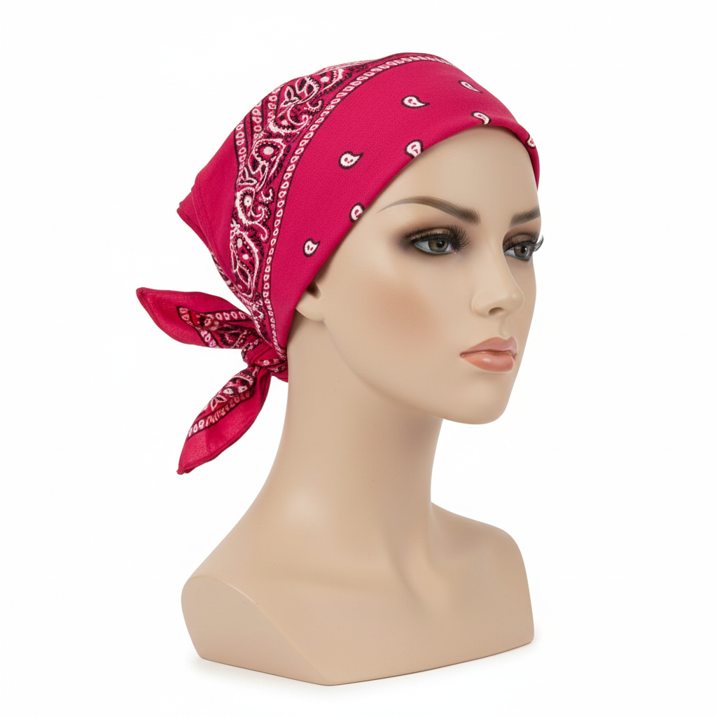 BANDANA Paisley 100% COTTON Head Wrap Durag Bandanna Summer Biker Scarf Mask - Hot Pink - SuperSaverAU - view 3