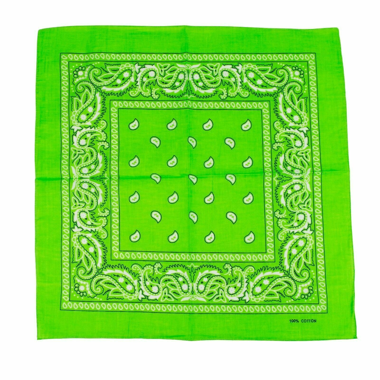 Premium Paisley Cotton Bandana - Light Green, 54 x 54cm