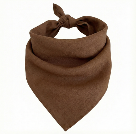 Premium Plain Cotton Bandana - Brown, 54 x 54cm