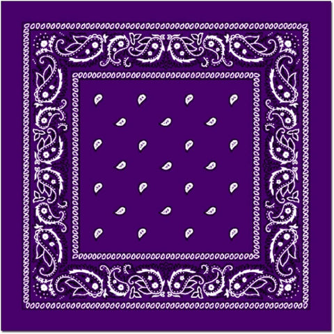 Premium Paisley Cotton Bandana - Purple, 54 x 54cm