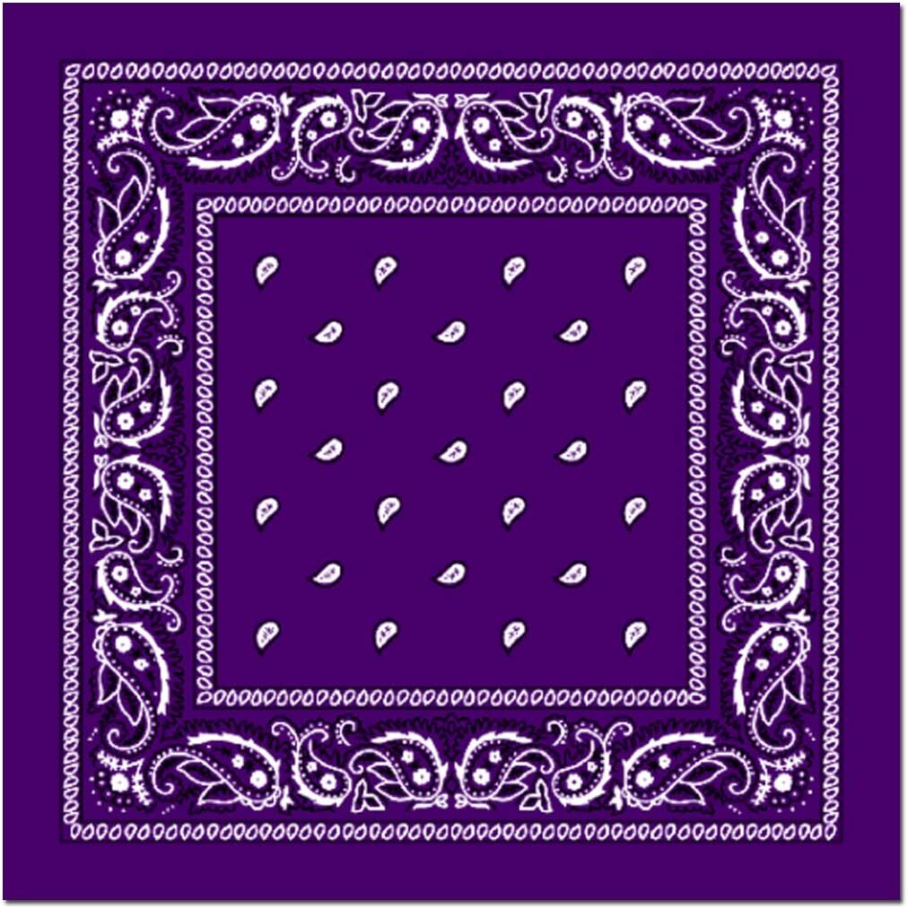 Premium Paisley Cotton Bandana - Purple, 54 x 54cm
