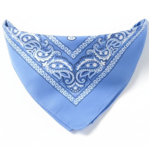 Premium Paisley Cotton Bandana - Sky Blue, 54 x 54cm