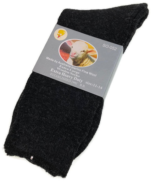 Premium 1 Pair Black Merino Wool Blend Thermal Work Socks 11-14