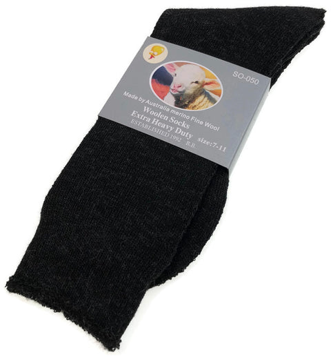 Premium 1 Pair Black Merino Wool Blend Thermal Work Socks 7-11