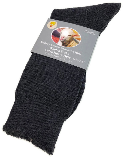 Premium 1 Pair Charcoal Merino Wool Blend Thermal Work Socks 7-11