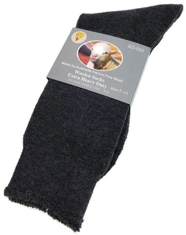 Premium 1 Pair Charcoal Merino Wool Blend Thermal Work Socks 7-11
