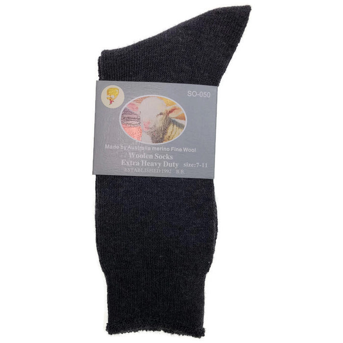 Premium 1 Pair Charcoal Merino Wool Blend Thermal Work Socks 7-11