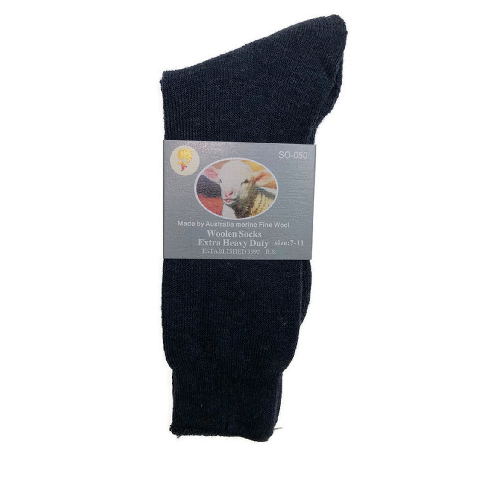 Premium 6 Pair Navy Merino Wool Blend Heavy Duty Work Socks 11-14