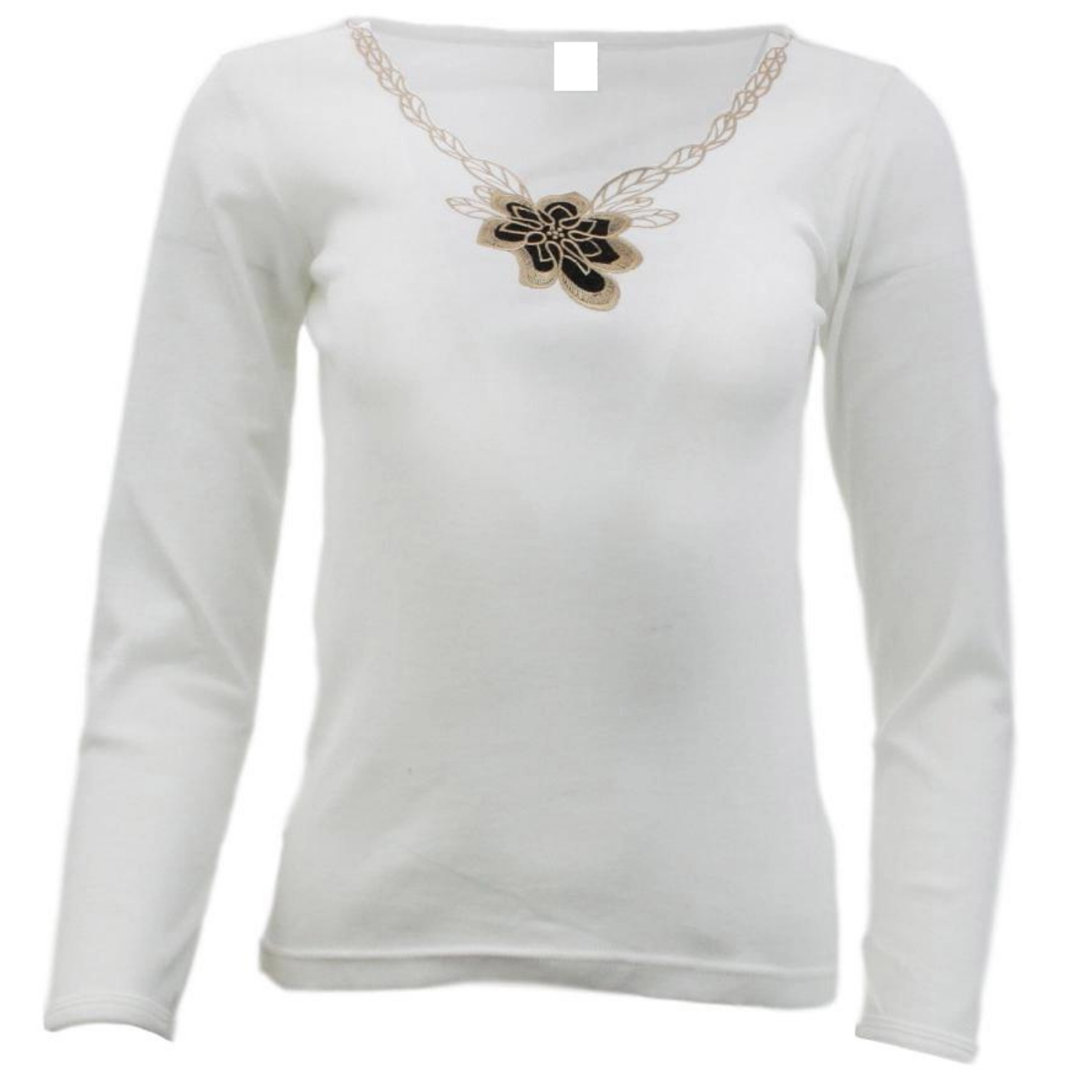 Premium Women's Beige Merino Wool Blend V Neck Thermal Top 10-12