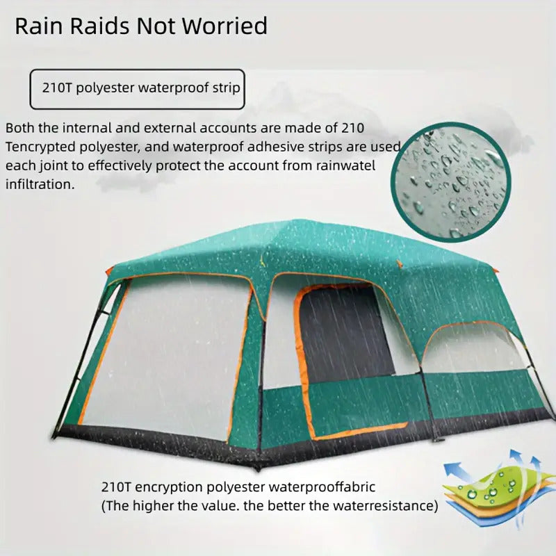 Tasman 3-5 Person Tent Camping Hiking Festival Pop Up Sleeping - Green - SuperSaverAU - view 6