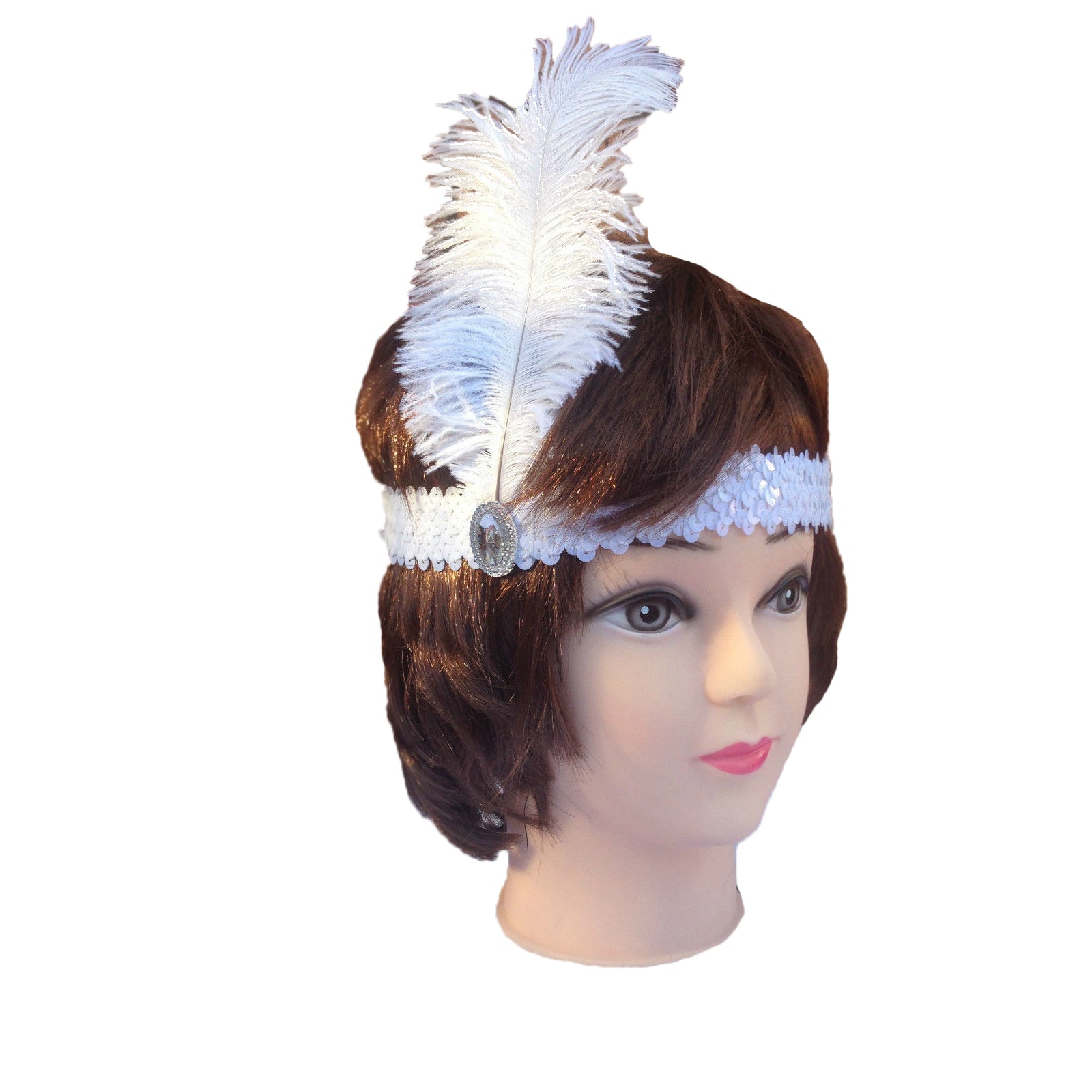 Premium White Flapper Headbands - 12 Pack