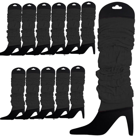 Premium 12 Pack Black Knitted 80s Party Leg Warmers