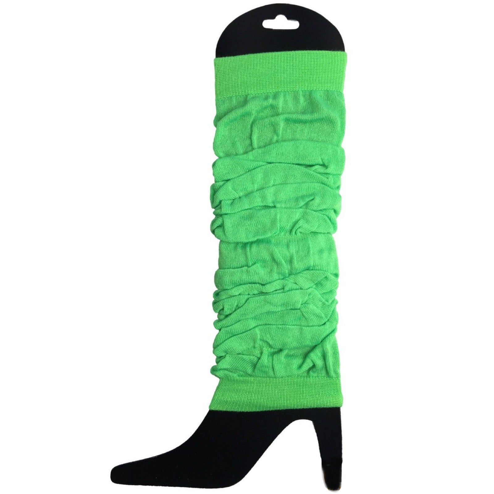 Premium 12 Pack Fluro Green Knitted 80s Party Leg Warmers