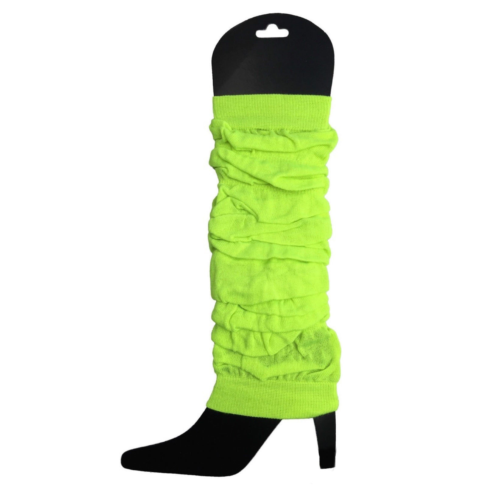 Premium 12 Pack Fluro Yellow Knitted 80s Party Leg Warmers