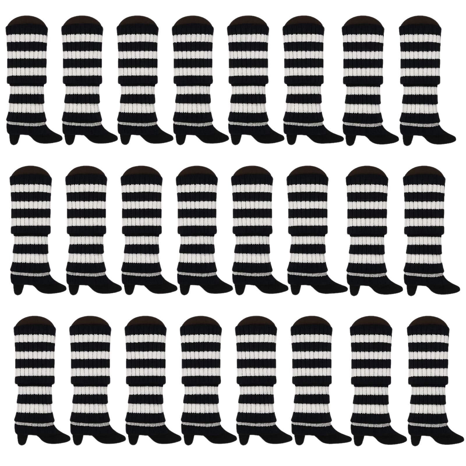 Premium 24 Pair Black White Stripe Women's 80s Knit Leg Warmers