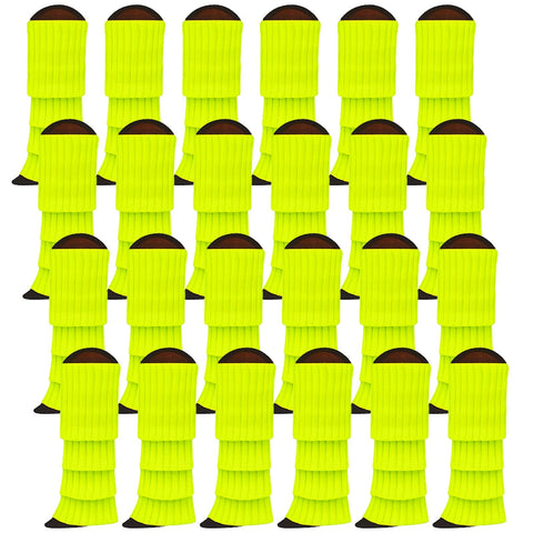 Premium 24 Pair Fluro Yellow Women's 80s Knit Leg Warmers
