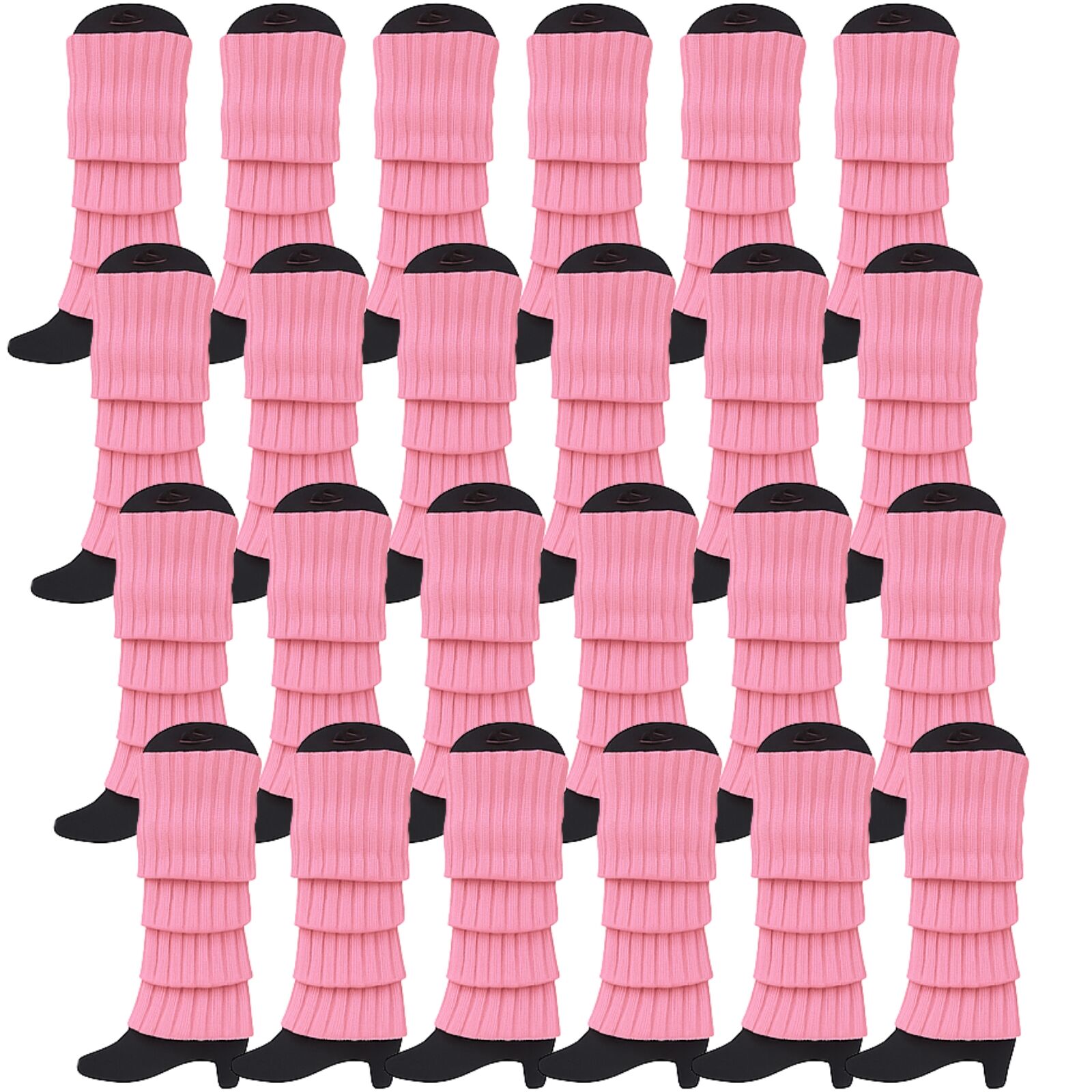 Premium 24 Pair Light Pink Women's 80s Knit Leg Warmers Bulk Pack