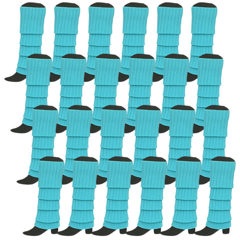 Premium 24 Pair Sky Blue Women's 80s Knit Leg Warmers Bulk Pack