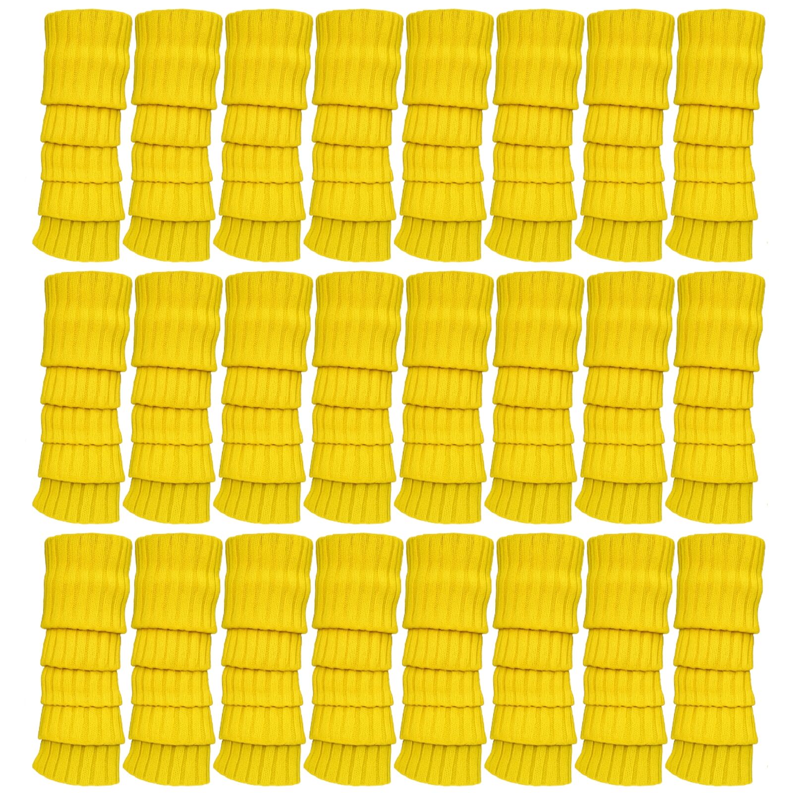 Premium 24 Pair Yellow Women's 80s Knit Leg Warmers Bulk Pack
