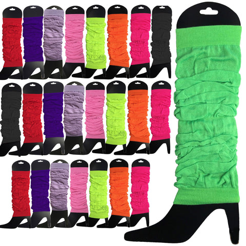Premium 24 Pair Women's Neon Knit Leg Warmers 80s Dance Costume Assorted Pack