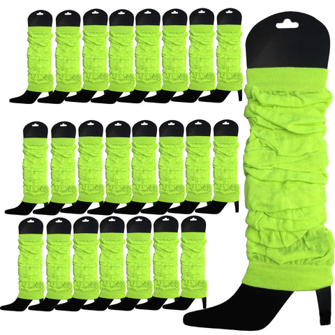 Premium 24 Pack Fluro Yellow Knitted 80s Party Leg Warmers