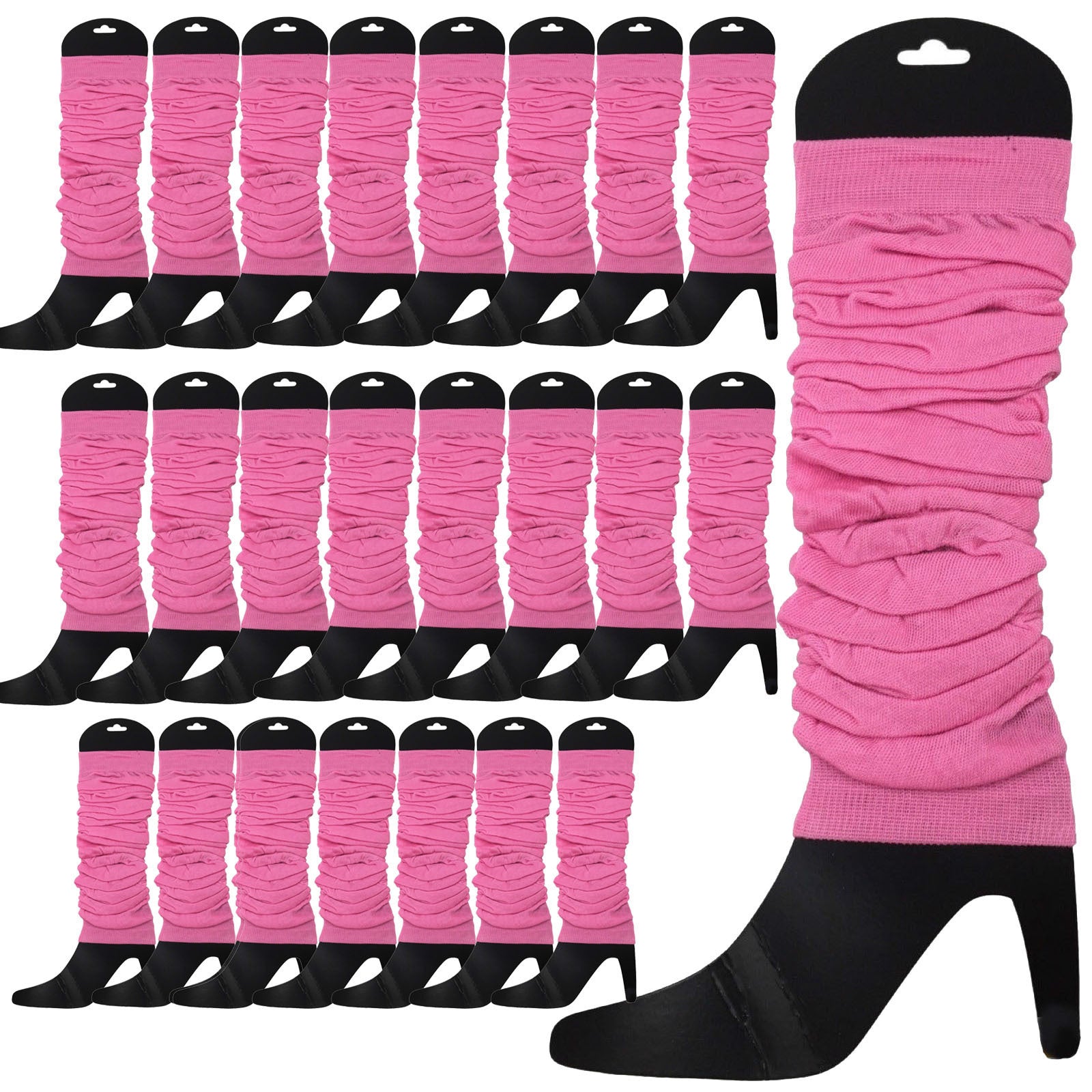 Premium 24 Pack Light Pink Knitted 80s Party Leg Warmers