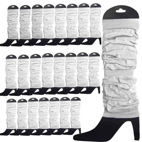 Premium 24 Pack White Knitted 80s Party Leg Warmers