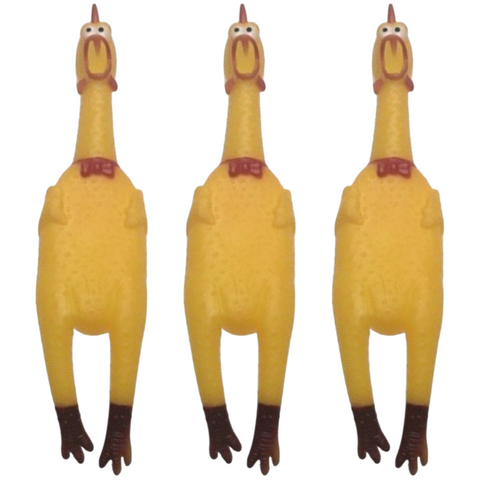 Premium Shrilling Chicken Dog Chew Squeeze Sound Toys - 3 Pack