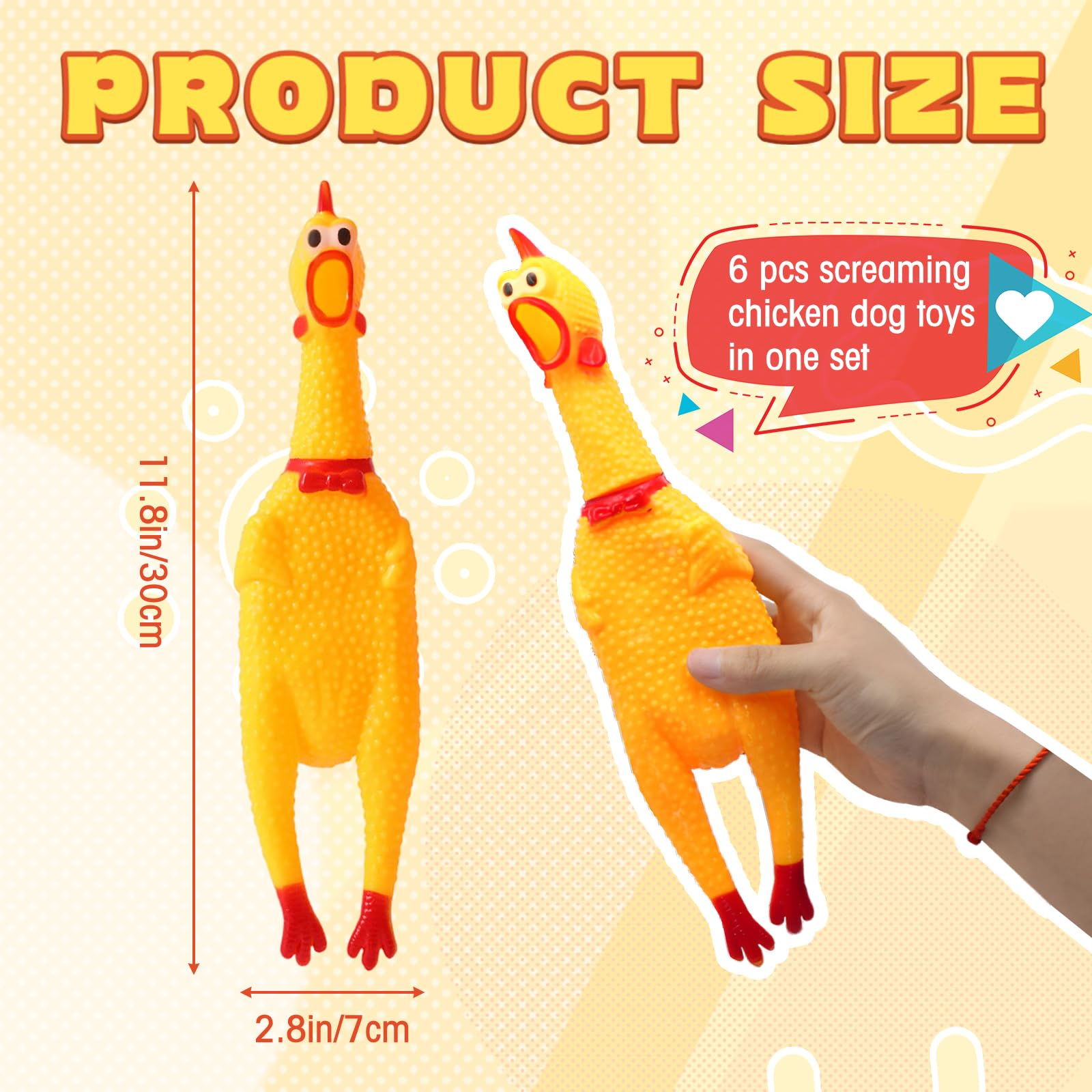 Premium Shrilling Chicken Dog Chew Squeeze Sound Toys - 3 Pack