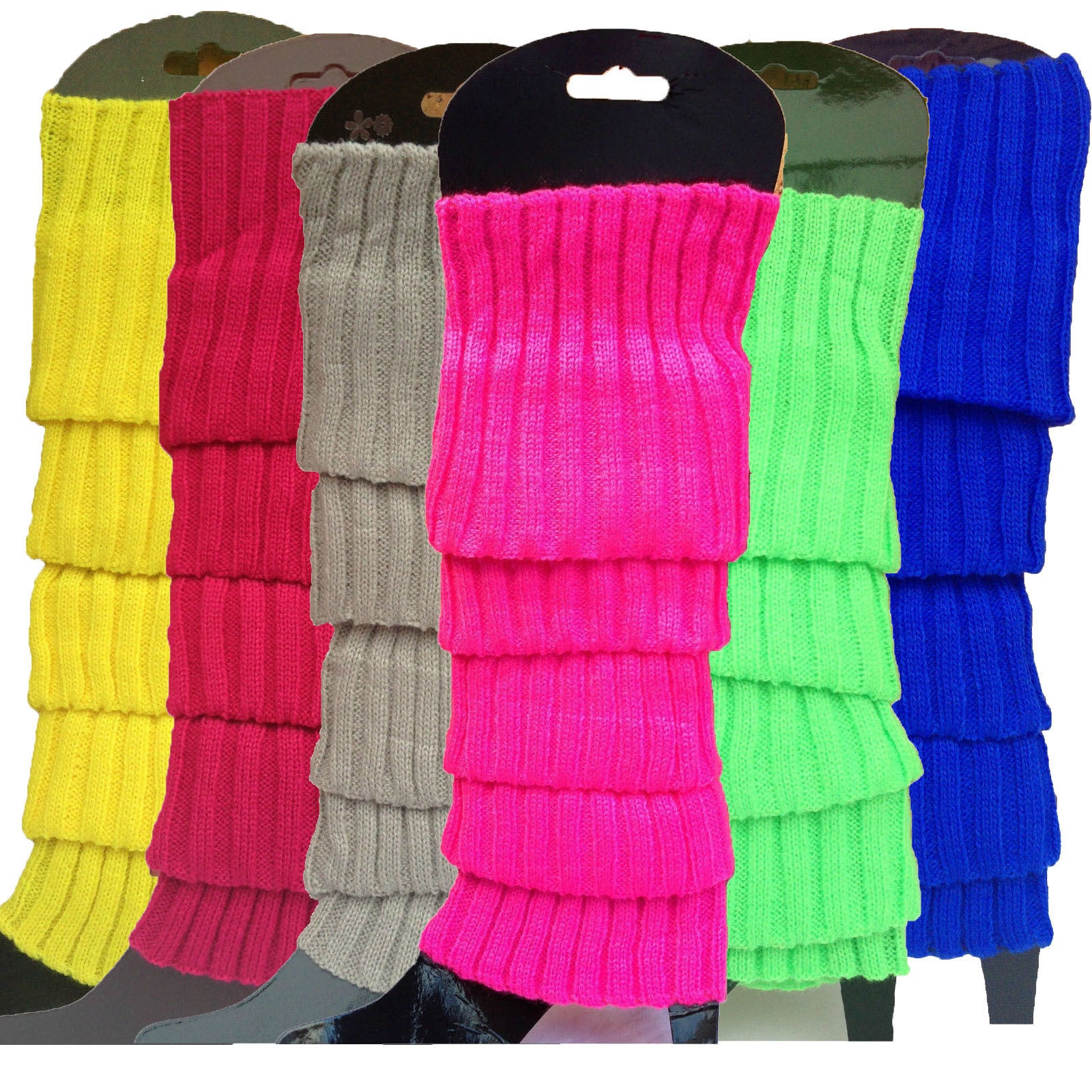 Premium 6 Pair Women's Knit Leg Warmers Dance Costume Socks Assorted Pack
