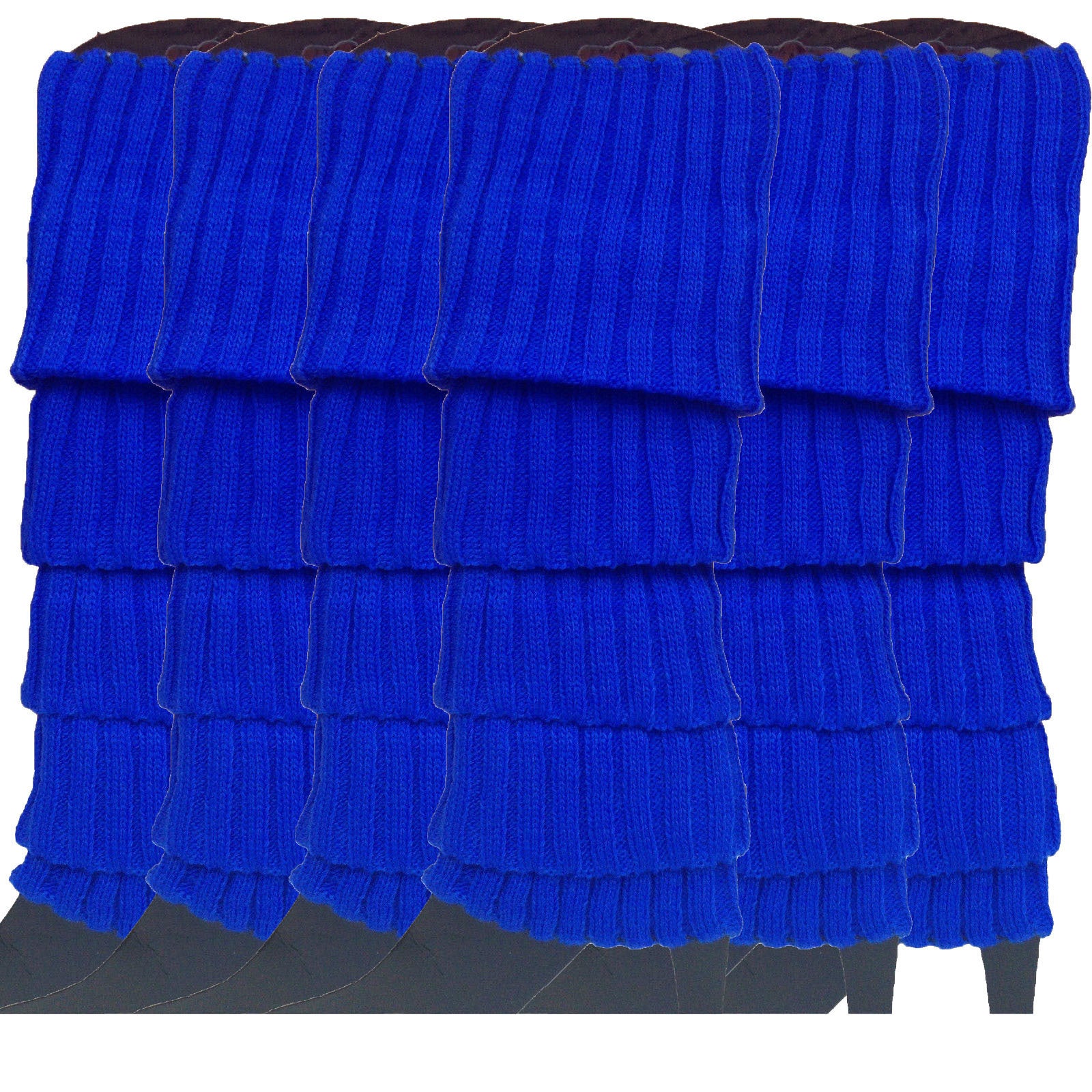 Premium 6 Pair Women's Knit Leg Warmers Dance Costume Socks Blue